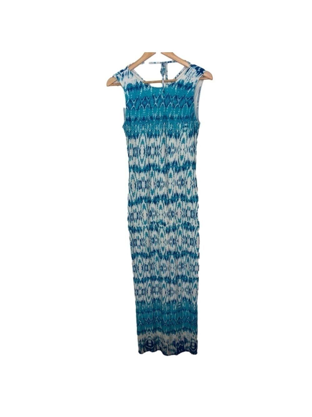 Forest Lily maxi dress blue white bohemian size 6 sleeveless lightweight jersey